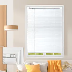 No Tools No Drill Cordless Mini Blinds, 1" L-Shaped Slats Light Filtering Shades, Horizontal Vinyl Blinds for Indoor Windows, White,23.5" Wx 48" H