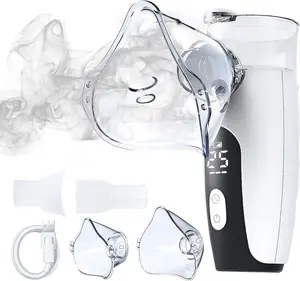 Portable Smart Digital Display Nebulizer - For Adults & Kids, Mouthpiece + Mask Included, Handheld for Home & Travel Breathing Relief