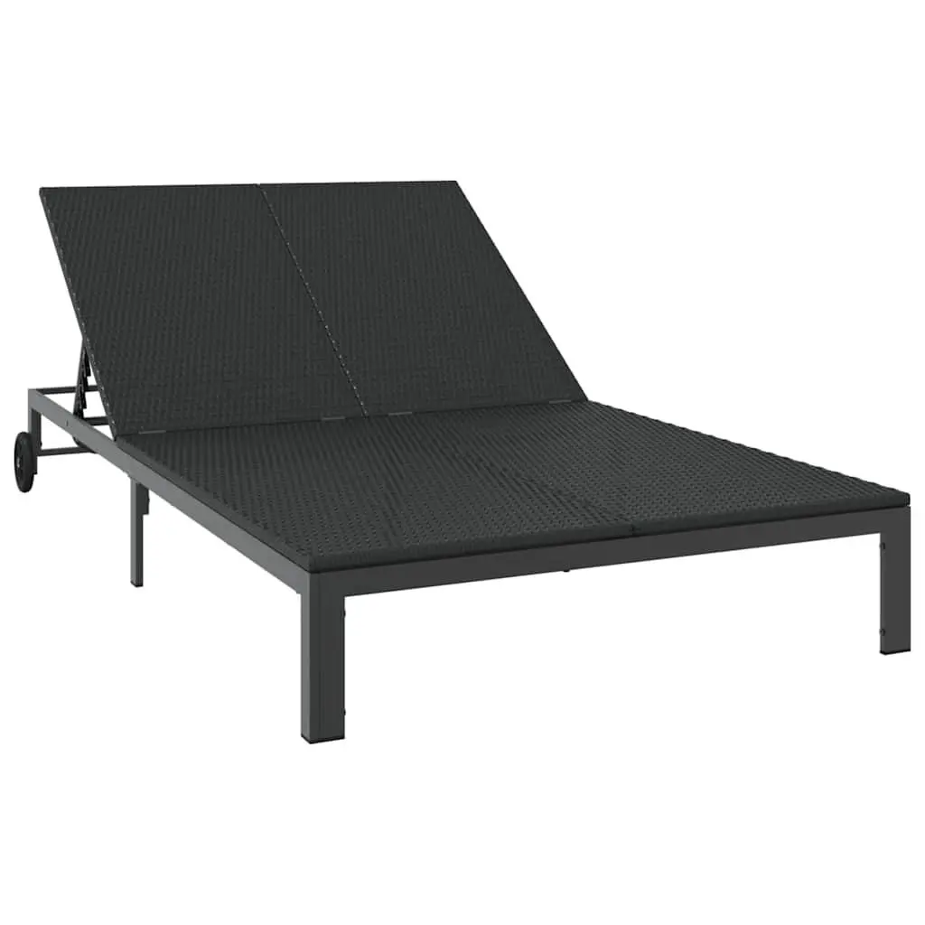 vidaXL Sunbed Poly Rattan Black, Chill in Style, Modern Sunbed for Garden, Cozy Lounger, Poly Rattan Set, Perfect for Relaxing Outdoors 42004133