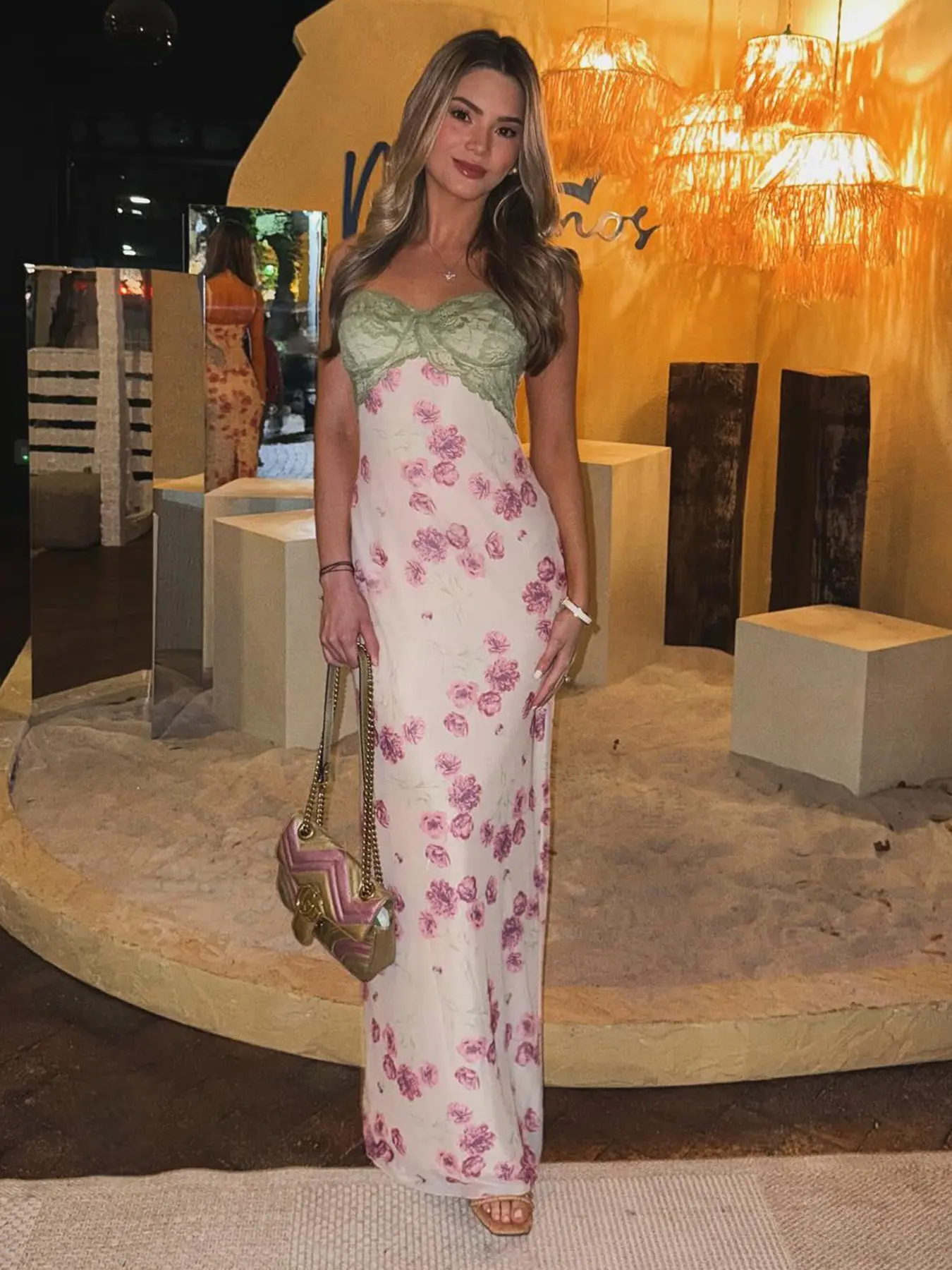 Vintage Floral Print Lace Splicing Spaghetti Strap Backless Sleeveless Boho  Dress, Square Neck Mesh Two-Layer Summer Beach Vacation Style, Women's Y2K  Fashion, Womenswear - TikTok Shop