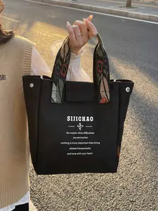 New Casual Fabric Handbag, Large Capacity Daily Commute Bag, Versatile School & Travel Use, Stylish Everyday Carryall