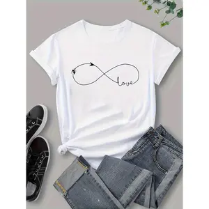 Men's Classic Cotton Breathable Graphic "LOVE" Letter Print Short-Sleeve T-Shirt, Unisex Summer Casual Everyday Outfit Fit, Simple Design