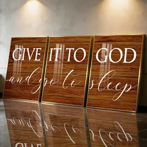 3 Count Aluminum Alloy Frame Canvas, Fashion Poster Give It To God And Go To Sleep, Modern Living Room Decoration, Light Luxury Family Art, Suitable For Bedroom, Corridor And Office Wall Decor, Gift, Wall Art Painting, Home Decor Products