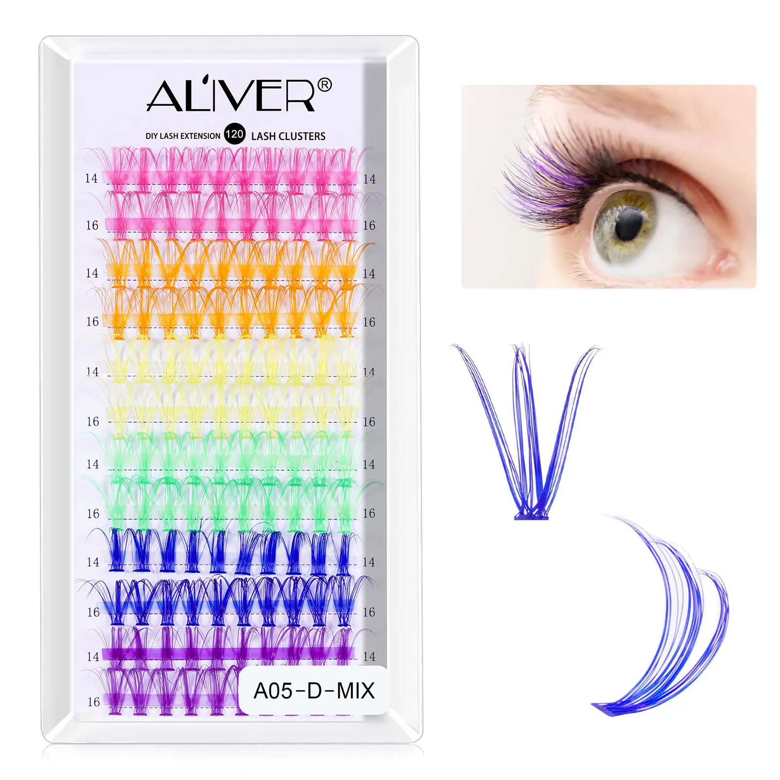 【live】Aliver Colored Lash Clusters Individual Lashes-Eyelash Extension Colorful Makeup Cosmetic 【live】Aliver Colored Lash Clusters Individual Lashes-Eyelash Extension Colorful Makeup Cosmetic
