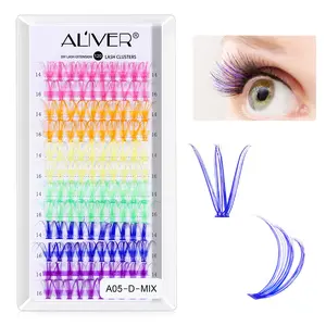 【live】Aliver Colored Lash Clusters Individual Lashes-Eyelash Extension Colorful Makeup Cosmetic