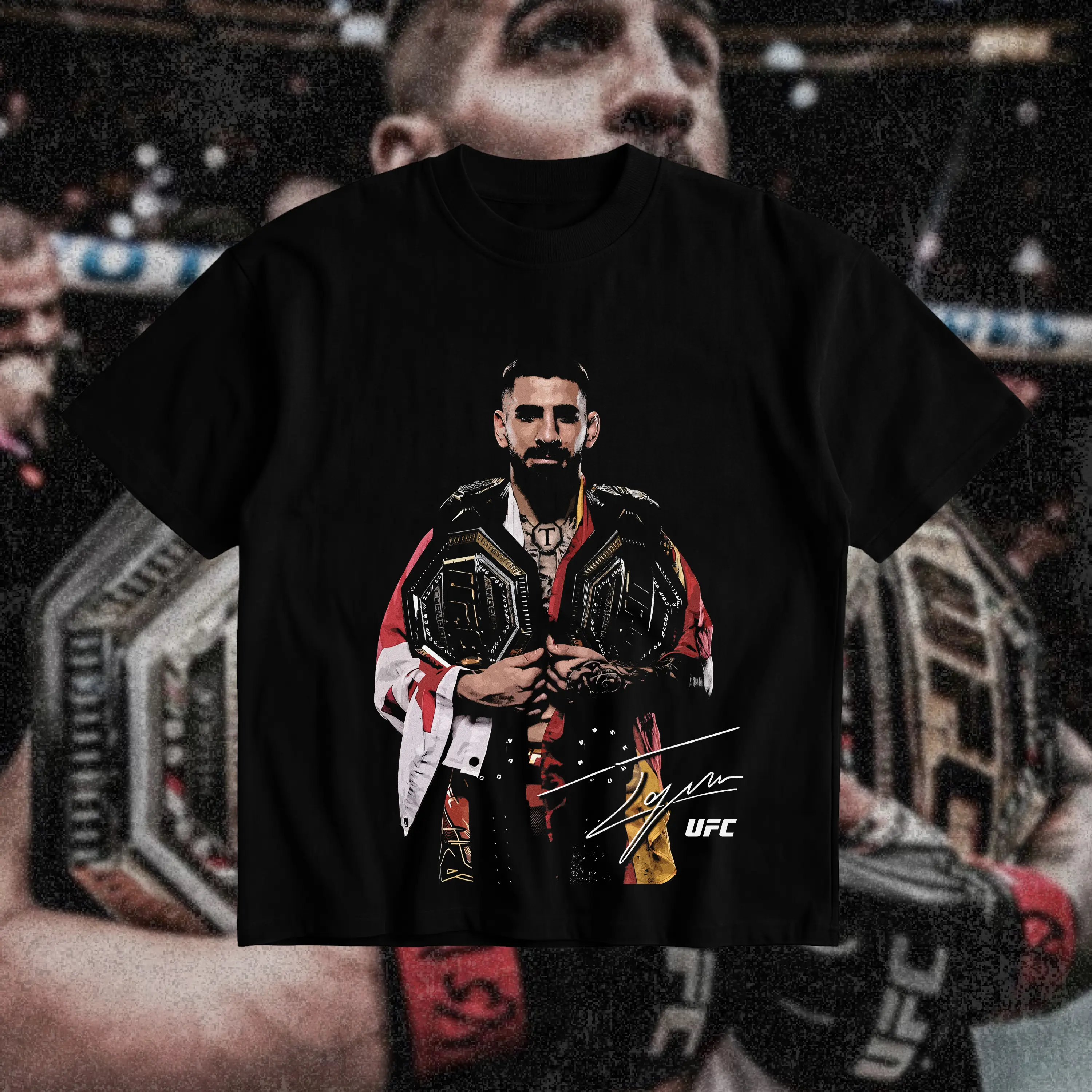 lia Topuria Double Champ Heavy Cotton T-Shirt lia Topuria Graphic Tee UFC Combat Sports Fan Shirt MMA Fight Night Shirt Gift for Men Women American Made Fightwear - Menswear