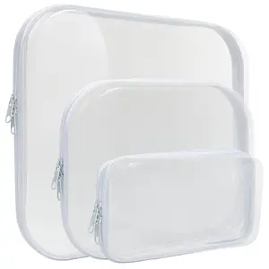 Pvc Zipper Storage Box, 3 Counts/set Portable Waterproof Transparent Storage Organiser Bag, Plastic Organizer Containers, Multipurpose Storage Case for Pencil Toy Board Game