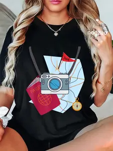 100% Cotton Tourist Spirit Day Costume Camera Passport T-Shirt