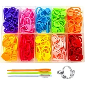 Stitch Markers 10 Colors Knitting Crochet Locking 60/160/240Pcs Stitch  Clip Counter with 3 Plastic  Randomly and 1 Knitting Crochet Loop Ring (Multicolor-240 pcs)