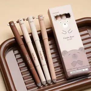 Bear Erasable Pens Set, Coffee Bear Neutral Ink, Cartoon Heat Erase Mocha High Temperature Disappearing Pen, Sketching Pen, Cute Design, Diverse Style, Smooth Writing Pens