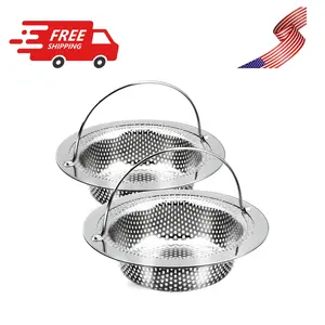 2 Pack Kitchen Sink Drain Strainer with Handle Outer Diameter 4.5 Inch, Rust Free
