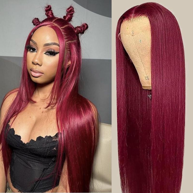 27# Honey Blonde Colored Red Color 613# Blonde Color 99J Burgundy Color Ginger Color and P4/27 Highlight Color Human Hair Frontal Wigs Straight 180% 13x6 HD Transparent Lace Front Human Hair Wigs For Women