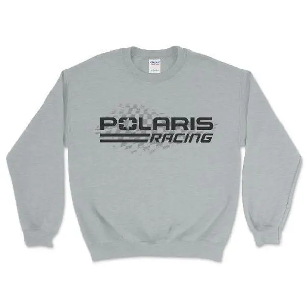 Men's Polaris Racing Crewneck Sweatshirt, Menswear Tops, Stretch Checkered Flag Design