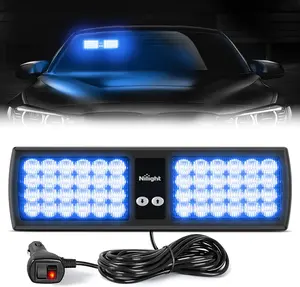 Nilight Blue 48LED Visor Strobe Lights Interior Windshield Lights Super Bright LED Strobe Lights
