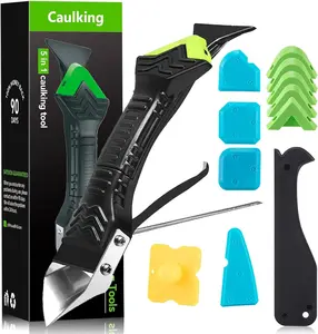 Silicone Remover Tool Set silicone puller (5 in 1) joint tool joint scraper made of stainless steel head with joint smoother, sealing nozzles for kitchen, bathroom, floor, sink, window sealing