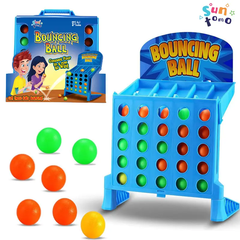 Suntomo Bounce Balls Shots Game, Connect 4 Game - 4 In a Row Ball Bounce Game, Bounce Off Party Game Jumping Ball Tabletop Game, Parent-Child Interaction Board Game Educational Toy