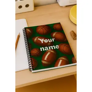 Sports Notebook - Football Basketball Customizable Journal, Planner, Diary, School Supplies, Gift for Sports Fans