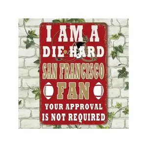 San Francisco Football Fan 8"X12" Metal Tin Sign - Durable, Easy-Hang Wall Art For Man Cave, Bar, Garage & Bathroom Decor