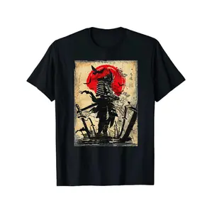 Stylish Cartoon Warrior Print T-Shirt For Men Comfortable Stretch Round Neck Casual Wear Perfect For Spring And Summer