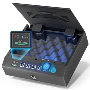 MUTAK LCD Pistol Safe – Quick Access Pistol Safe with Temperature & Humidity Display, Silent Auto-Open, 4 Unlock Modes, Large Capacity for 2 Pistols