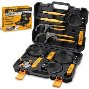 9-Piece Oil Filter Wrench Set, Wrenches Cover 2-3/4" to 5-1/4", 9" & 12" Adjustable Oil Filter Pliers, Valve Lapper Set, Universal 3-Jaw Removal Tool with 1/2" to 3/8" Adapter