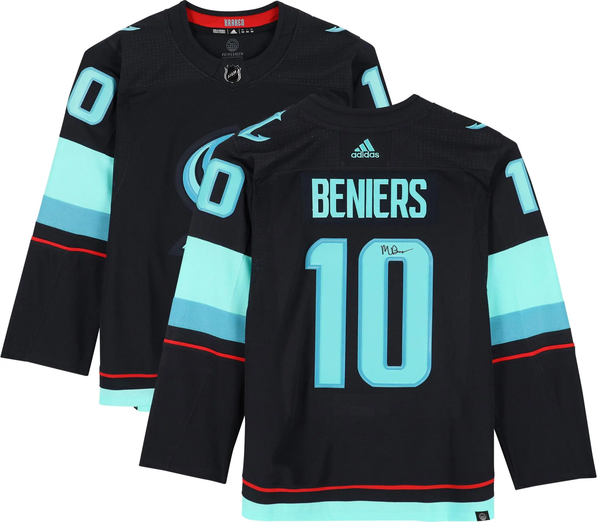 Matty Beniers Seattle Kraken Autographed Navy Adidas Authentic Jersey - No Patch - Fanatics Authentic Certified