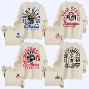 Custom University Hand Sketched Graphic Sweatshirt - Sand Color, Personalized College Crewneck, Game Day Sports Pullover, Cozy Vintage-Style Top for Sports Lovers - PTS