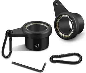 Flagpole Ring Set with Bearings, Aluminum Alloy Flag Pole Rings, 360° Rotating Flag Mounting Ring, Spinning Flag Pole Clips Kit with Carabiner for 0.75-1.0 Inch Diameter Flagpole|Black-2 Pack Loretoy