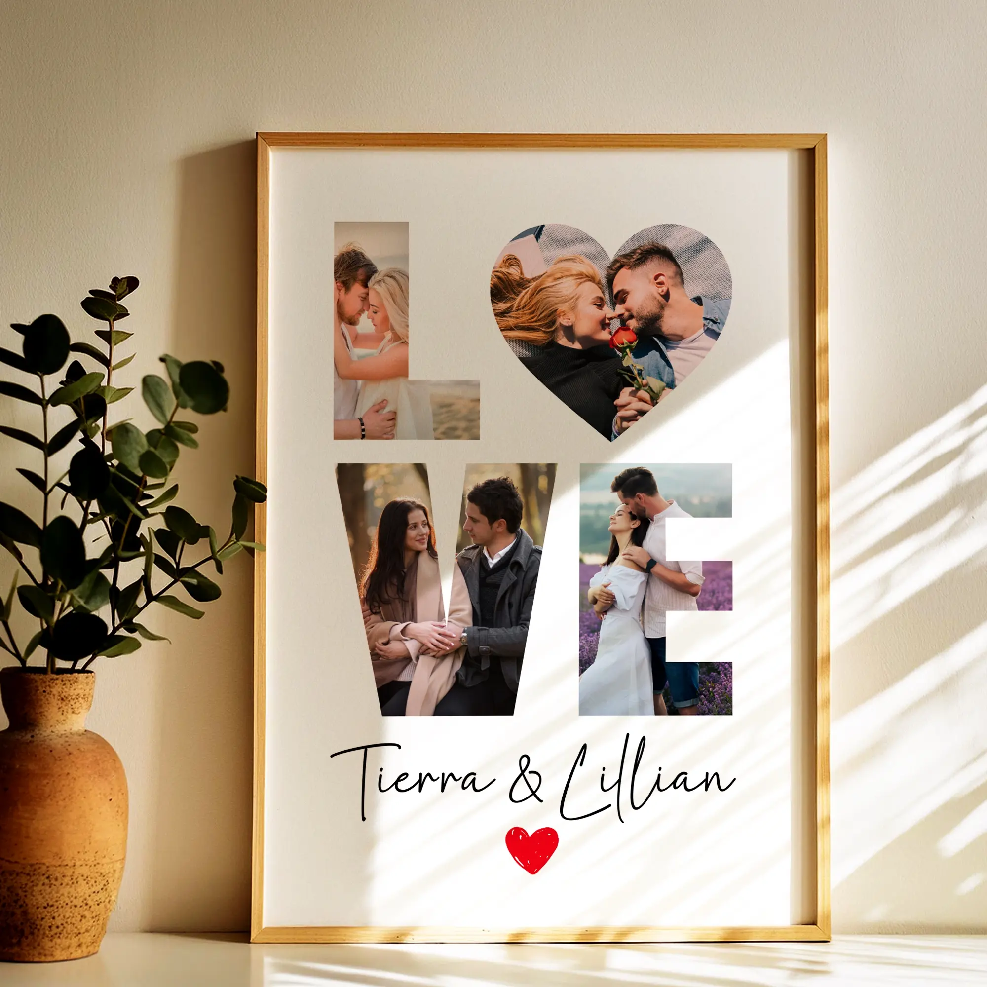Couple Photo Love Text Collage, Photo Collage with Names & Date, Love Collage, Couple Gift, Anniversary Gifts, Love Photo Collage, Anniversary Gifts, Family Gift, Couple Gift, Heart Collage, Personalized Decor, Wedding Gift
