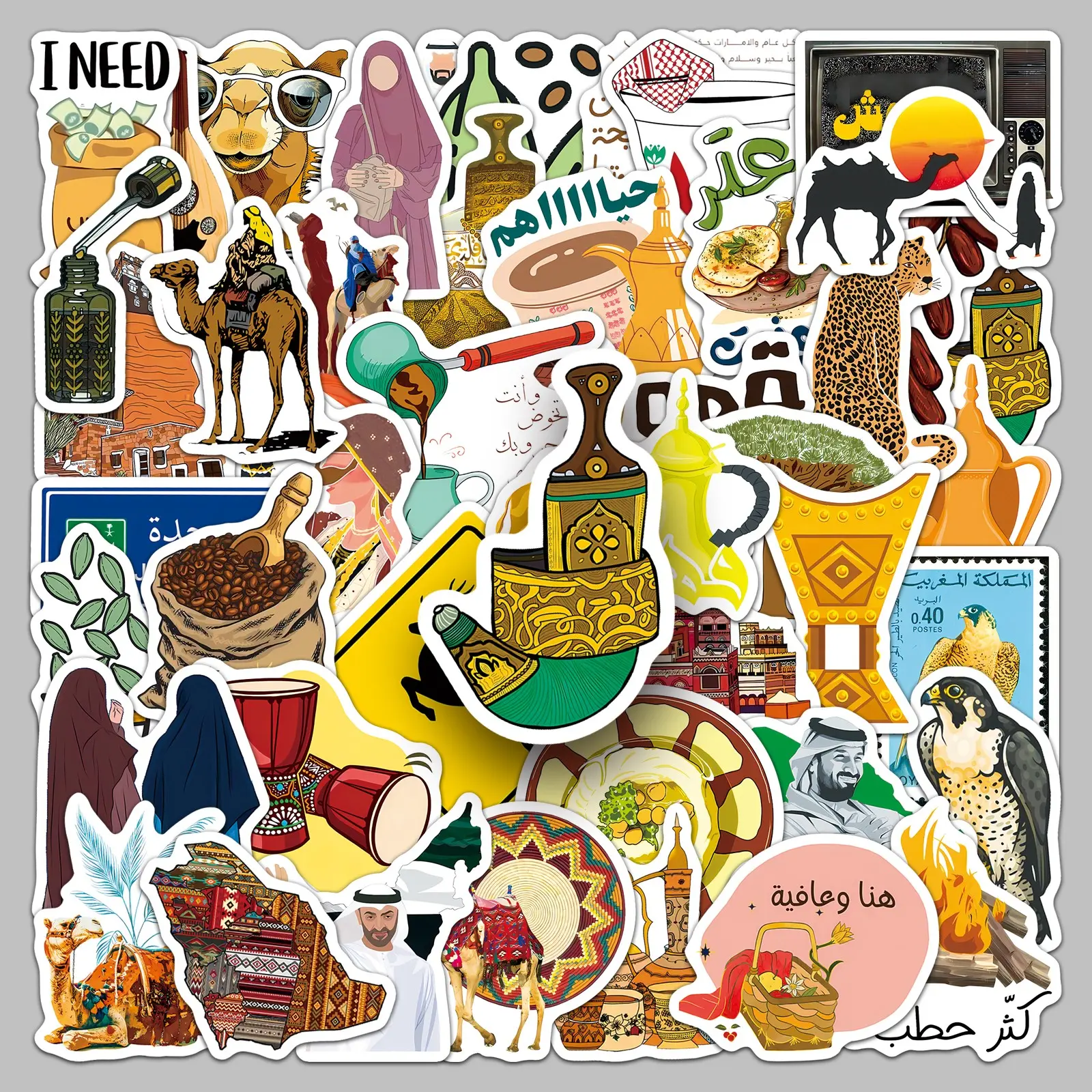 50pcs Arabic style stickers personality trend exotic style creative storage box luggage mobile phone tablet stickers