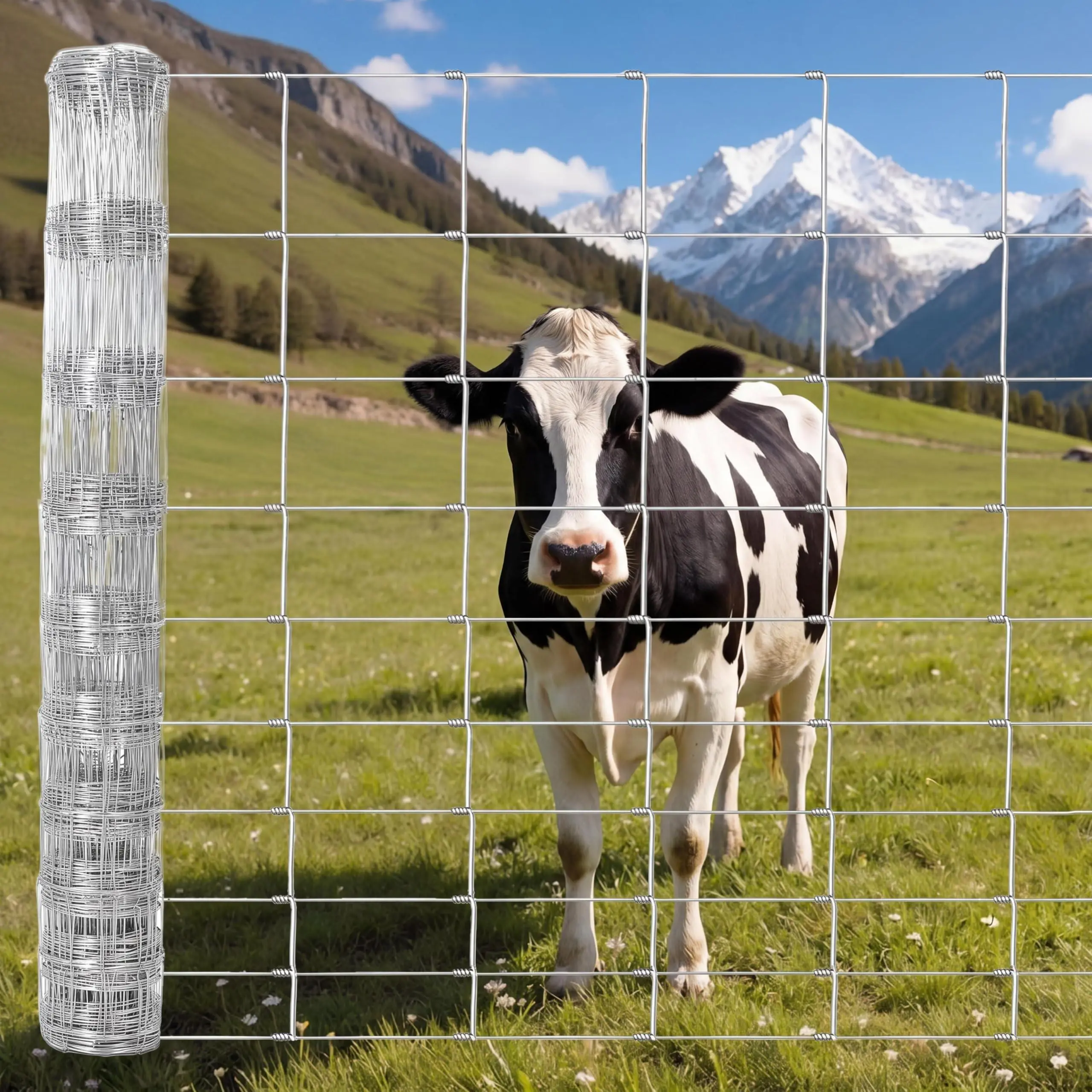 5ft x 262ft Field Fence Heavy Duty Galvanized Farm Fence, Woven Wire Livestock Fencing, High Zinc Coated Ranch Fence Roll for Cattle, Horse, Goat & Pasture Enclosures