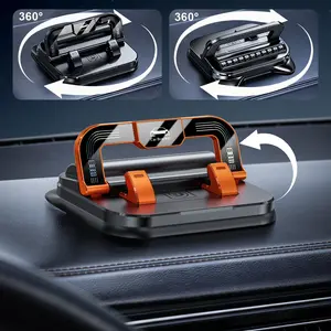 2-in-1 Car Phone Holder 360° Rotation, Foldable Dashboard Mount 10×6cm｜Non-Slip Number Plate Design｜Horizontal & Vertical Navigation Adjustment｜Compatible with iPhone & Android, Perfect for Commuting, Camping & Driving