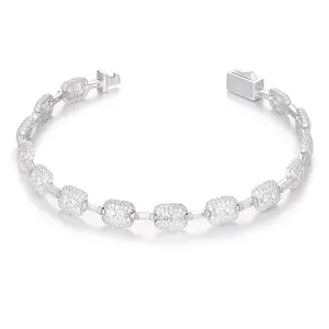 【#B143】  New Orginal S925 Synthetic Moissanite Iced Out Chain Bracelet For Women Link Chain Wristband Men Hip Hop Jewelry Sterling Silver Gifts