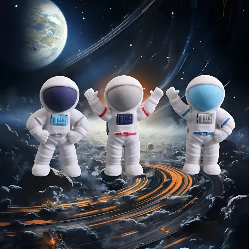 12/24pcs cute erasers outer space portable novelty student stationery pencil astronaut multifunctional mini D eraser, cute gift prize small eraser or student school supplies prize party gift