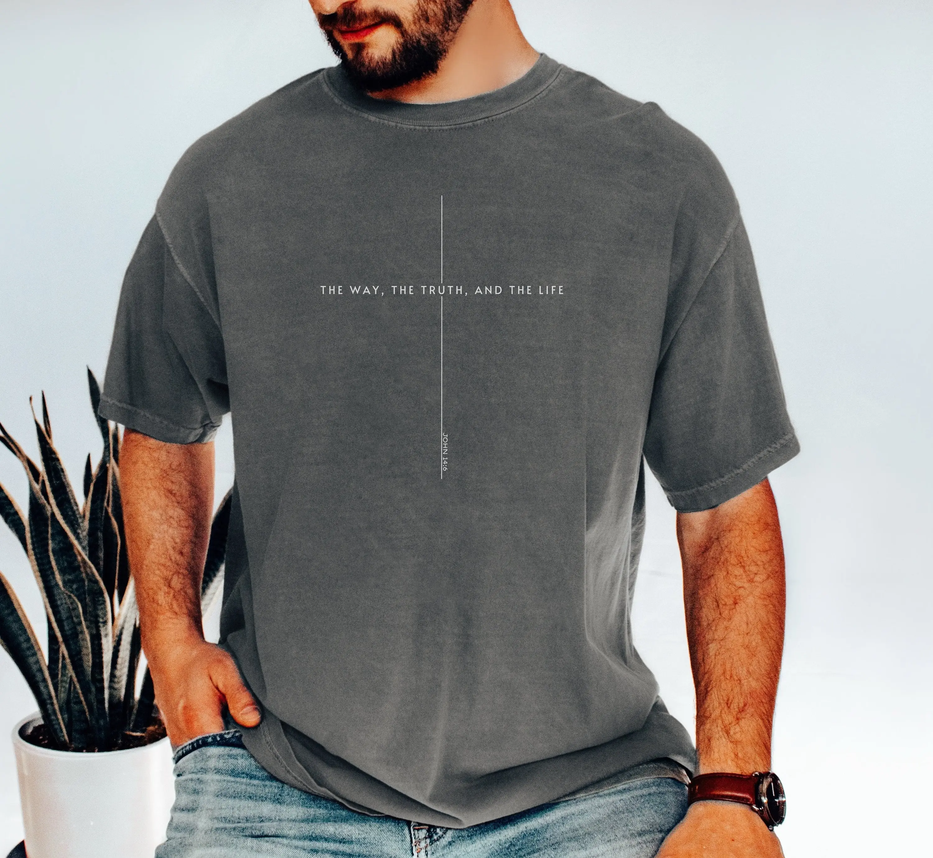 Comfort Colors John 14 6 Shirt, Yeshua Shirt, Jesus is King Merch, The Way the Truth the Life, Mens Christian, Oversized cotton fitted men's shirt