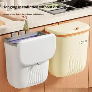 Odor-Locking Lid Trash Can, 2 Installation Methods Hooks & Adhesive, Fits Any Surface, Keeps Kitchen Fresh, Essential Home Accessory