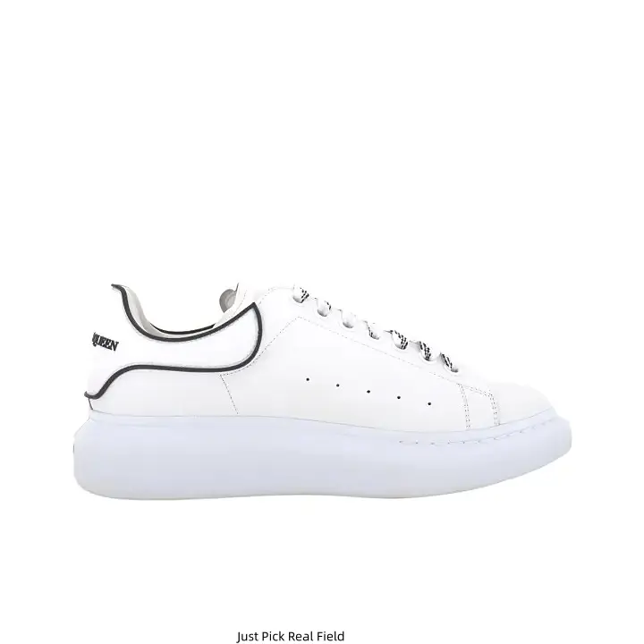 Unisex White Chunky Platform Leather Sneakers with Black Outline Heel Trim, low-top casual design, cushioned thick sole, great for everyday street styling for men and women