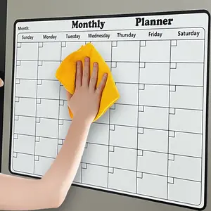 Magnetic Refrigerator Calendar Set, Dry Cleanable, Includes Fridge Accessories, Stickers, Note Pad, Monthly Planner, Weekly Schedule
