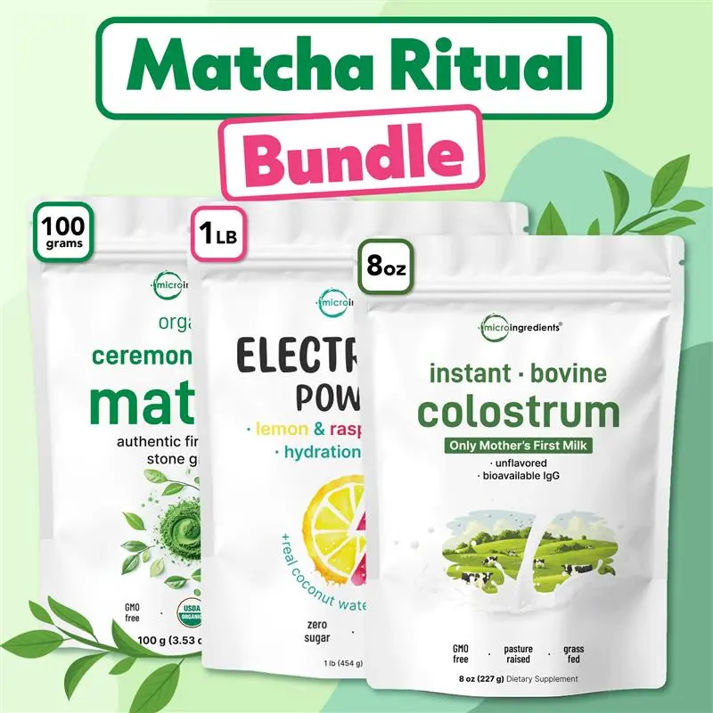 Micro Ingredients Matcha Ritual Kit: Electrolyte Powder, Ceremonial Matcha Powder & Colostrum Powder Micro Ingredients Matcha Ritual Kit: Electrolyte Powder, Ceremonial Matcha Powder & Colostrum Powder