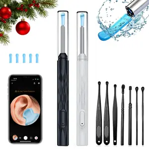 Visual earwax remover, earwax removal tool with light and camera, including 6 silicone ear spoon replacement sets, wireless earwax cleaning tool (set of 8), Wi-Fi connected and rechargeable, ear cleaner suitable for all mobile phones, Ear Cleaning Kit