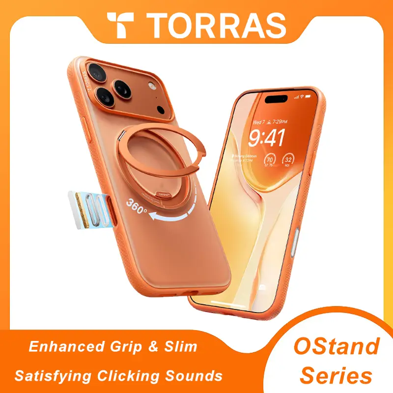 TORRAS OStand Fitness 360° Rotating Magnetic Stand for iPhone 17/16/15 Pro Max Case, [MagSafe Compatible] [Military-Grade Protection][Enhanced Grip &