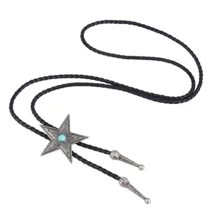 Vintage Star Choker Necklace Black Cord Chain Waist