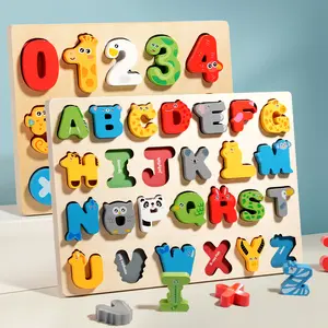 Montessori Wooden Animal Alphabet Number Puzzle Board, Shape Recognition Puzzles, Cognitive Development Toy for Kids, Ideal Gift for Christmas, Easter, Halloween