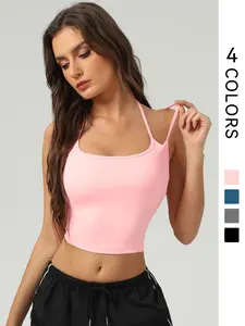 Women's Colorblock Print Double Layer Sports Bra, Casual Comfortable Breathable Sports Vest, Ladies Sportswear for Indoor Outdoor Wear, Sports Vest Top, Breathable Workout Tops, Athletic Fashion