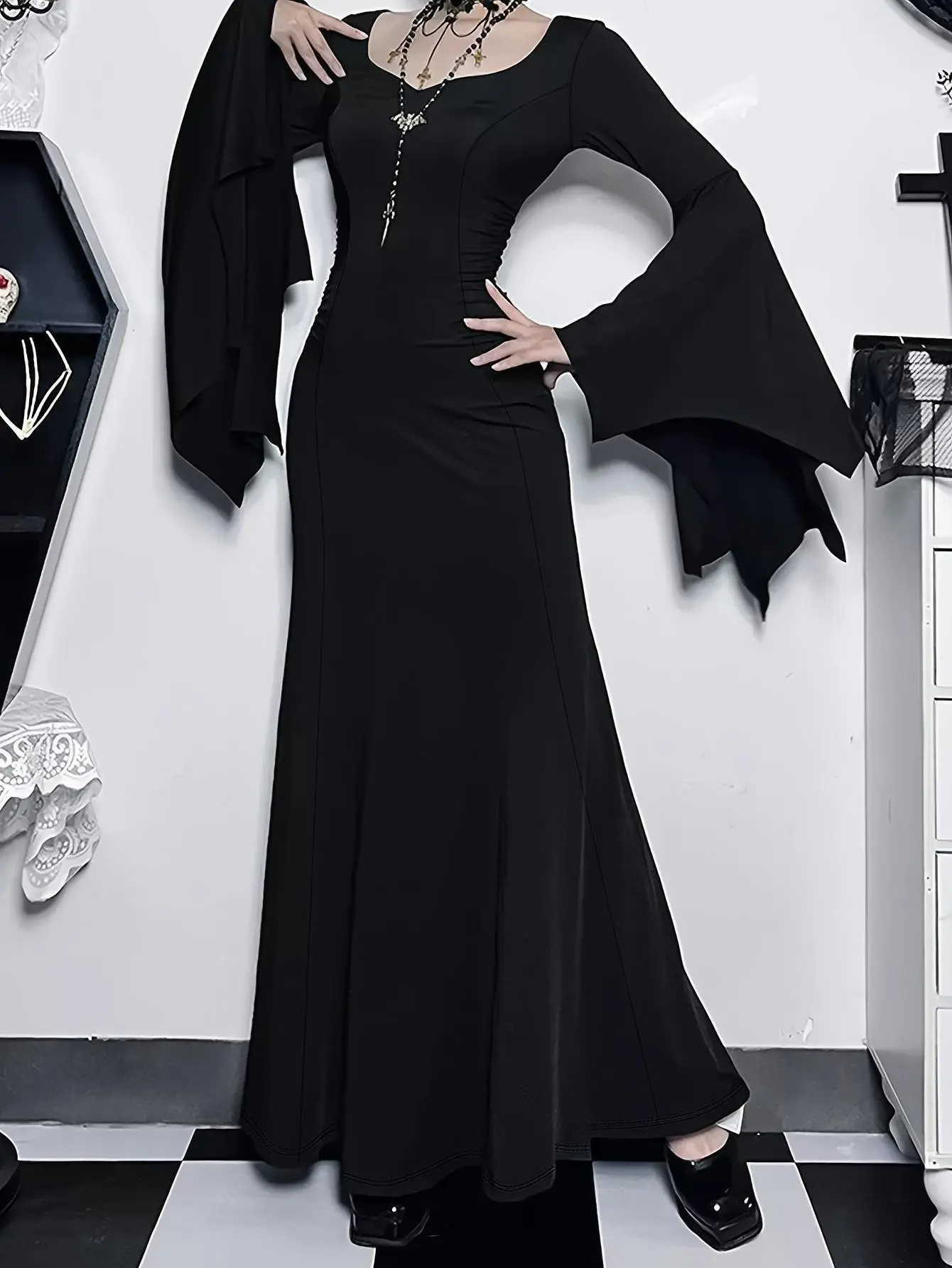 Women's Gothic Witch Vampire Maxi Dress | Sexy Black Long Sleeve Gown | Halloween Costume Cosplay | TikTok Trending Dark Aesthetic Clubwear Outfit - TikTok Shop Women's Gothic Witch Vampire Maxi Dress | Sexy Black Long Sleeve Gown | Halloween Costume Cosplay | TikTok Trending Dark Aesthetic Clubwear Outfit - TikTok Shop