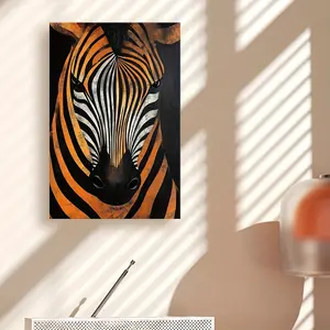 1 large original abstract zebra wall painting - modern colorful zebra stripe oil painting canvas art, with framed wooden border, animal-themed children's room decoration, suitable for home and office decor