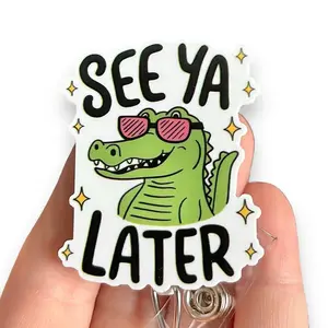 Glitter My Badge See ya later alligator funny badge reel for nurse and hospital workers. Badge clip Badge pull - Retractable swivel clip with a 360 rotation. Great gift for coworker.