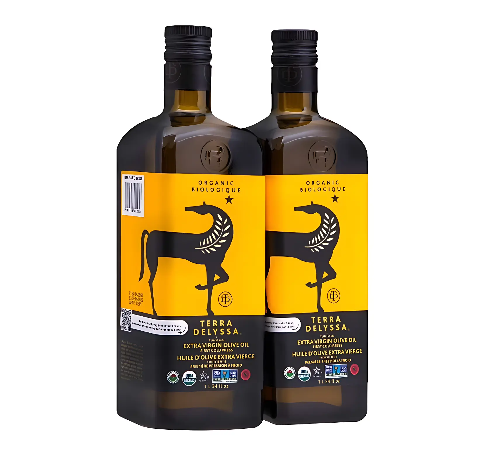 Terra Delyssa Organic Extra Virgin Olive Oil 1L Pack of 2 First Cold Press Cholesterol free