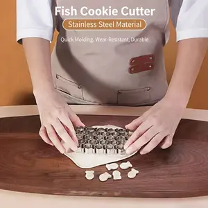 Goldfish cookie cutter, 25 cavity fish cookie cutter, mini goldfish shaped cookie mold, non stick dough, stainless steel cookie mold for baking