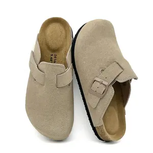 Lumubby Genuine Suede Clogs for Women Arch Support Cork Footbed Memory Foam Comfort Sandals with Adjustable Shoes Lightweight Design Ideal for Summer Adventures - Footwear